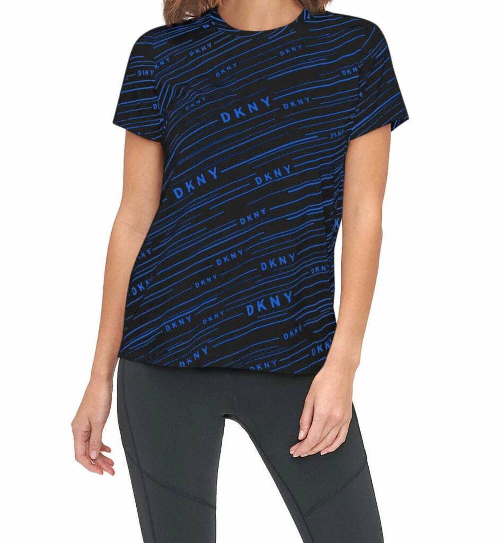 NEW DKNY sport logo print t-shirt in blue/black